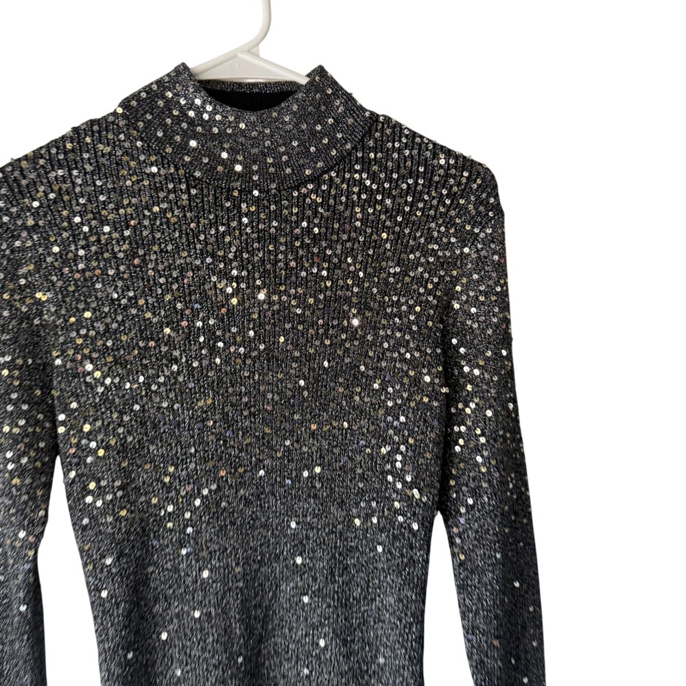 Dressbarn Collection Y2k Sequin Top Size Small Swifty Mock Neck Sparkly Party